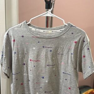 Champion Kids Gray T-Shirt with Multicolor Logo